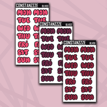 Load image into Gallery viewer, Jumbo Valentines Bubble Days of the Week Sticker Sheet