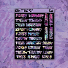 Load image into Gallery viewer, Pink Shatter Go Wild Vertical Zombie Full Days of the Week Sticker Sheet