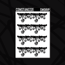 Load image into Gallery viewer, Wide Drippy Skull Header Sticker Sheet