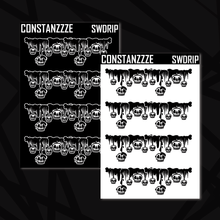 Load image into Gallery viewer, Wide Drippy Skull Header Sticker Sheet