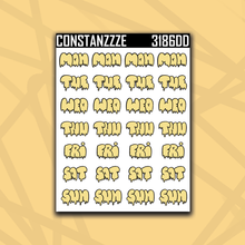 Load image into Gallery viewer, 318 Drippy Days of the Week Sticker Sheet