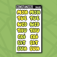 Load image into Gallery viewer, Jumbo Summer Waves Bubble Days of the Week Sticker Sheet