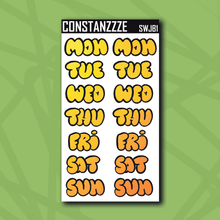 Load image into Gallery viewer, Jumbo Summer Waves Bubble Days of the Week Sticker Sheet