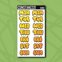 Load image into Gallery viewer, Jumbo Summer Waves Drippy Days of the Week Sticker Sheet