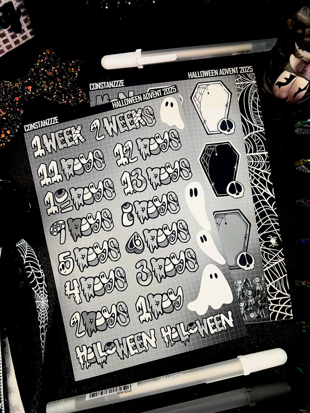 Halloween 2025 BW Advent Day 1 Sticker Sheets
