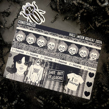 Load image into Gallery viewer, Halloween 2024 Advent Black and White Day 12 Sticker Sheets
