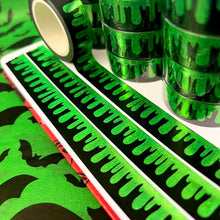 Load image into Gallery viewer, Green Drippie Foil Washi Tape
