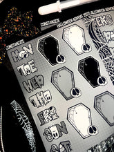 Load image into Gallery viewer, Halloween 2025 BW Advent Day 1 Sticker Sheets

