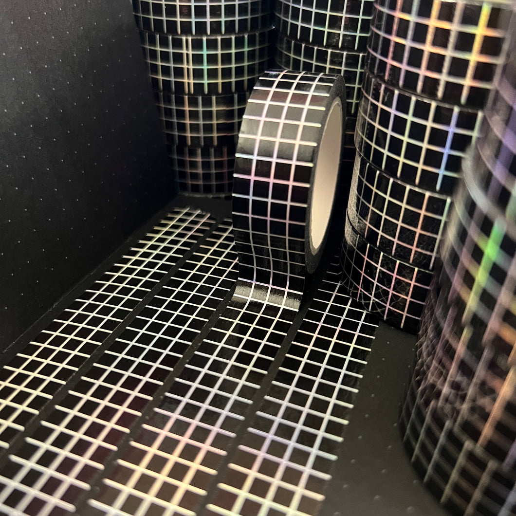 Holo Black Grid Washi Tape 15mm