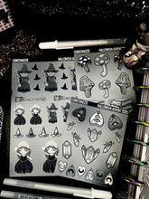 Load image into Gallery viewer, Halloween 2025 BW Advent Day 9 Sticker Sheets
