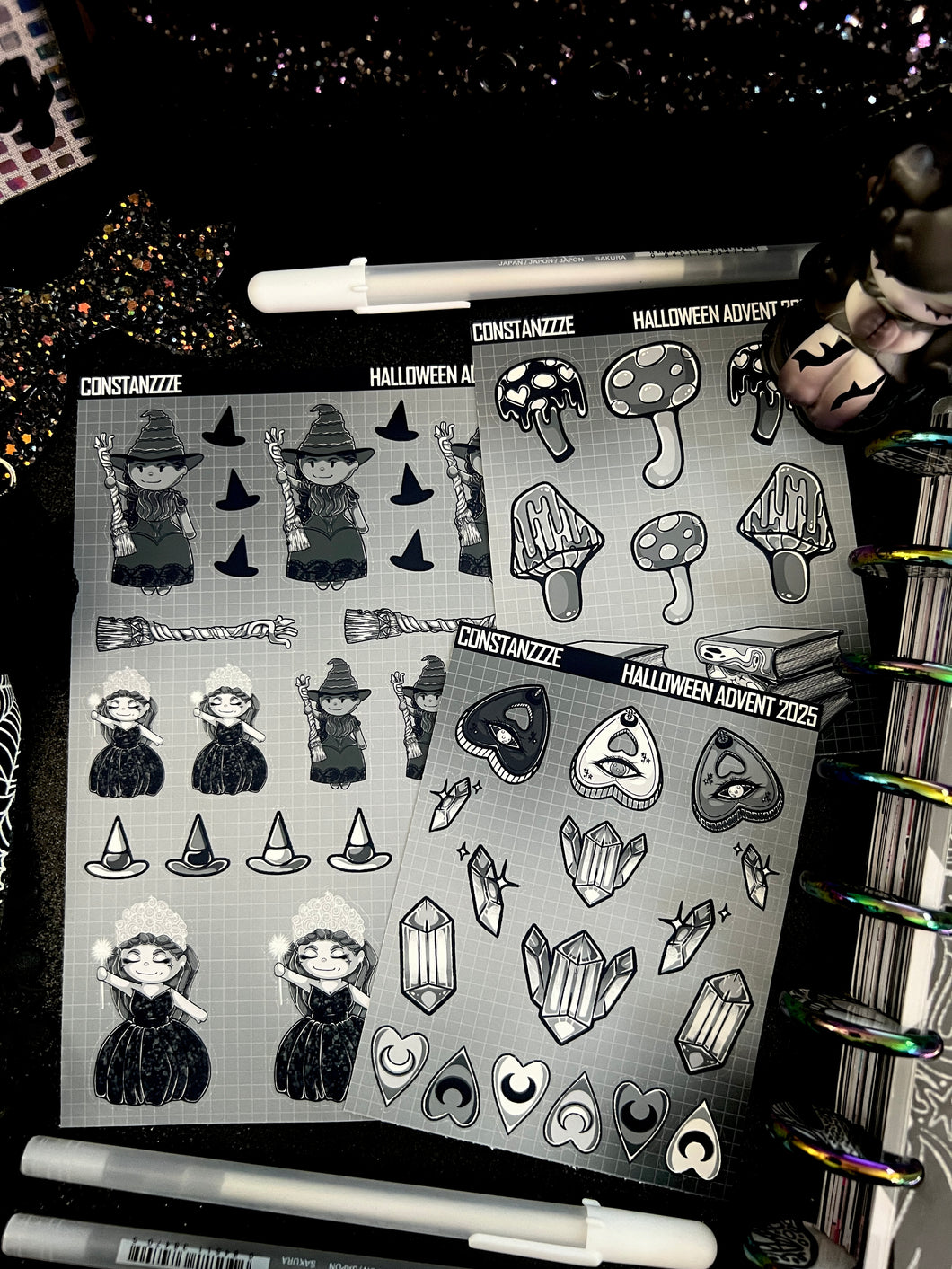 Halloween 2025 BW Advent Day 9 Sticker Sheets