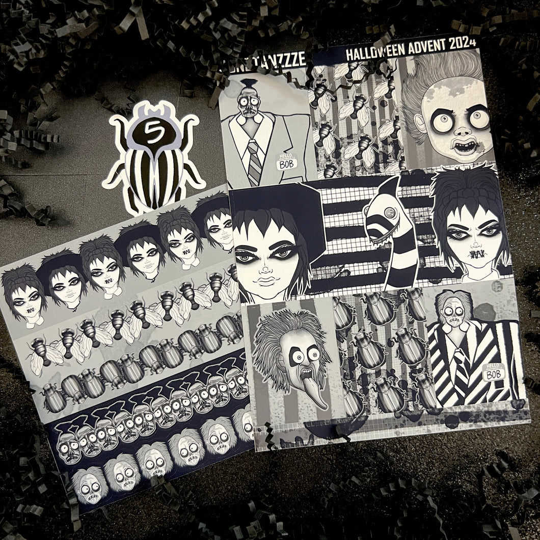 Halloween 2024 Advent Black and White Day 5 Sticker Sheets