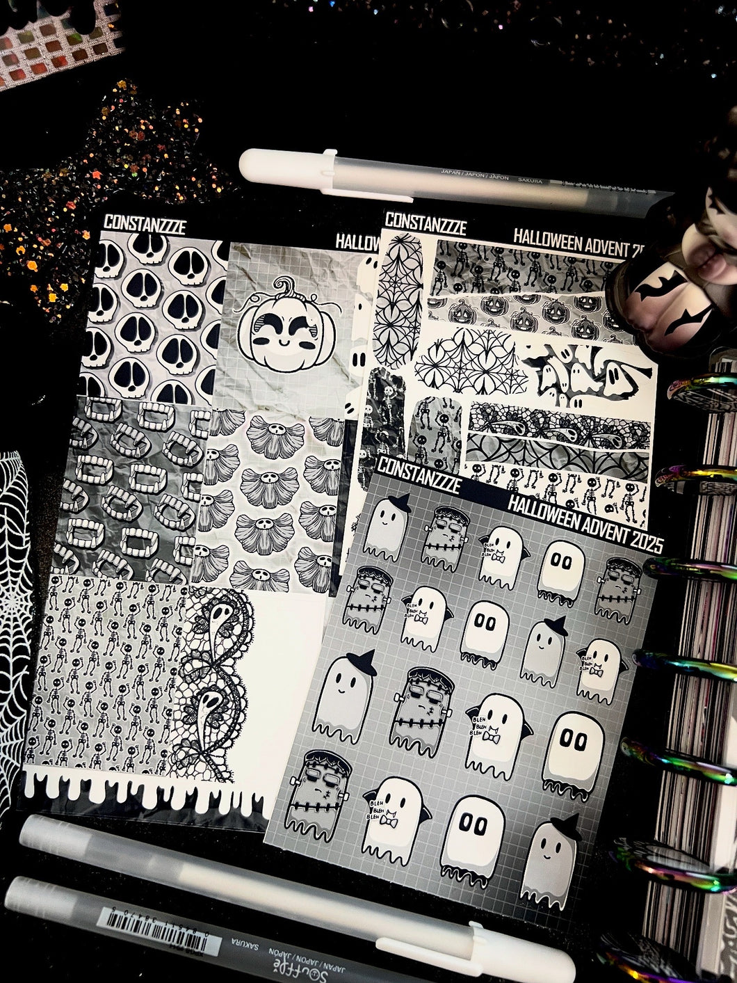 Halloween 2025 BW Advent Day 8 Sticker Sheets