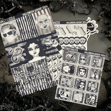 Load image into Gallery viewer, Halloween 2024 Advent Black and White Day 7 Sticker Sheets
