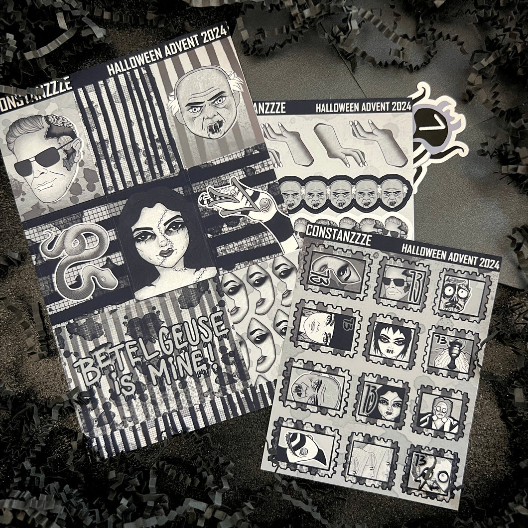 Halloween 2024 Advent Black and White Day 7 Sticker Sheets