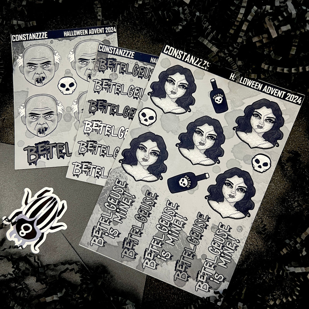 Halloween 2024 Advent Black and White Day 8 Sticker Sheets