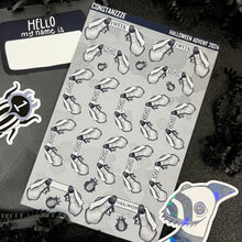 Load image into Gallery viewer, Halloween 2024 Advent Black and White Day 1 Sticker Sheets
