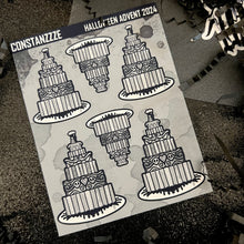 Load image into Gallery viewer, Halloween 2024 Advent Black and White Day 13 Sticker Sheets
