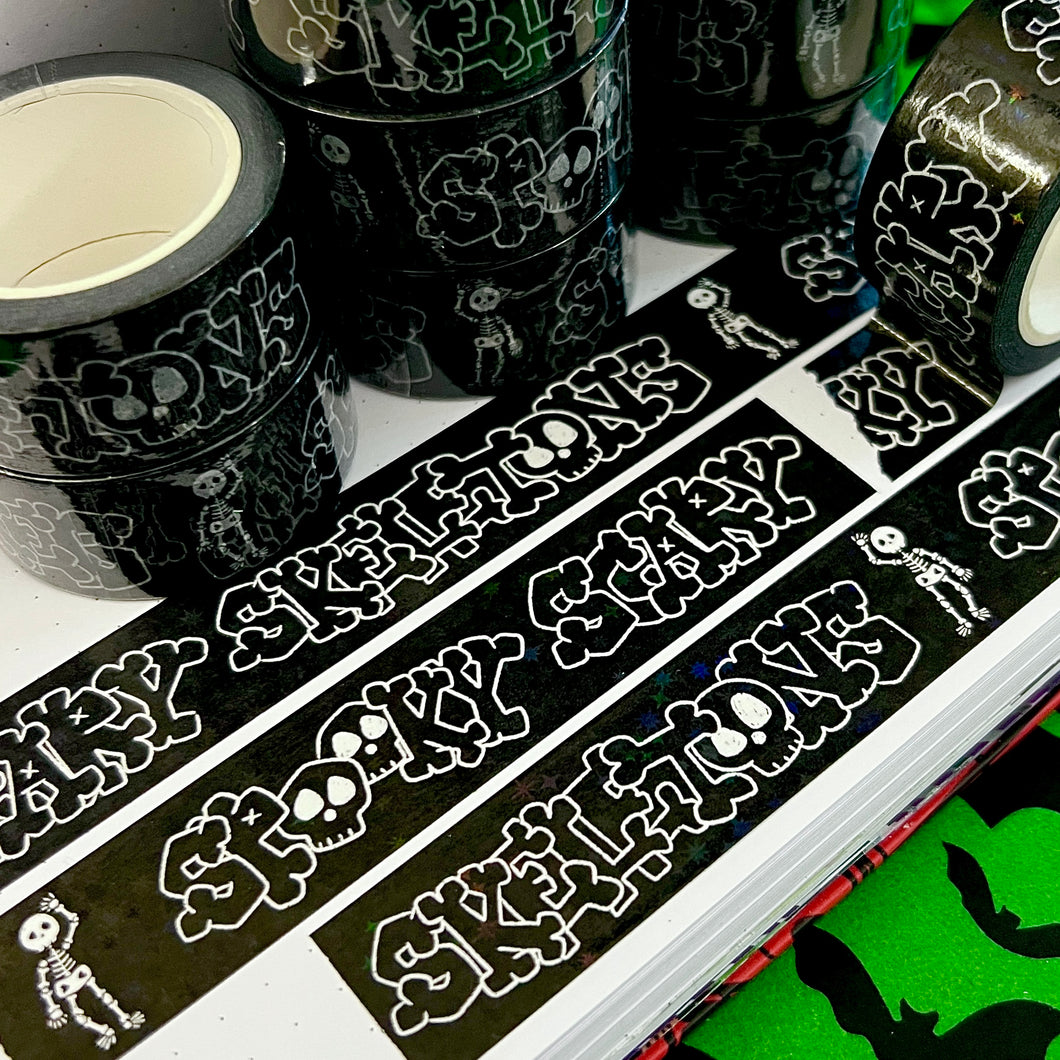 Spooky, Scary, Skele Sparkle Washi Tape 20mm