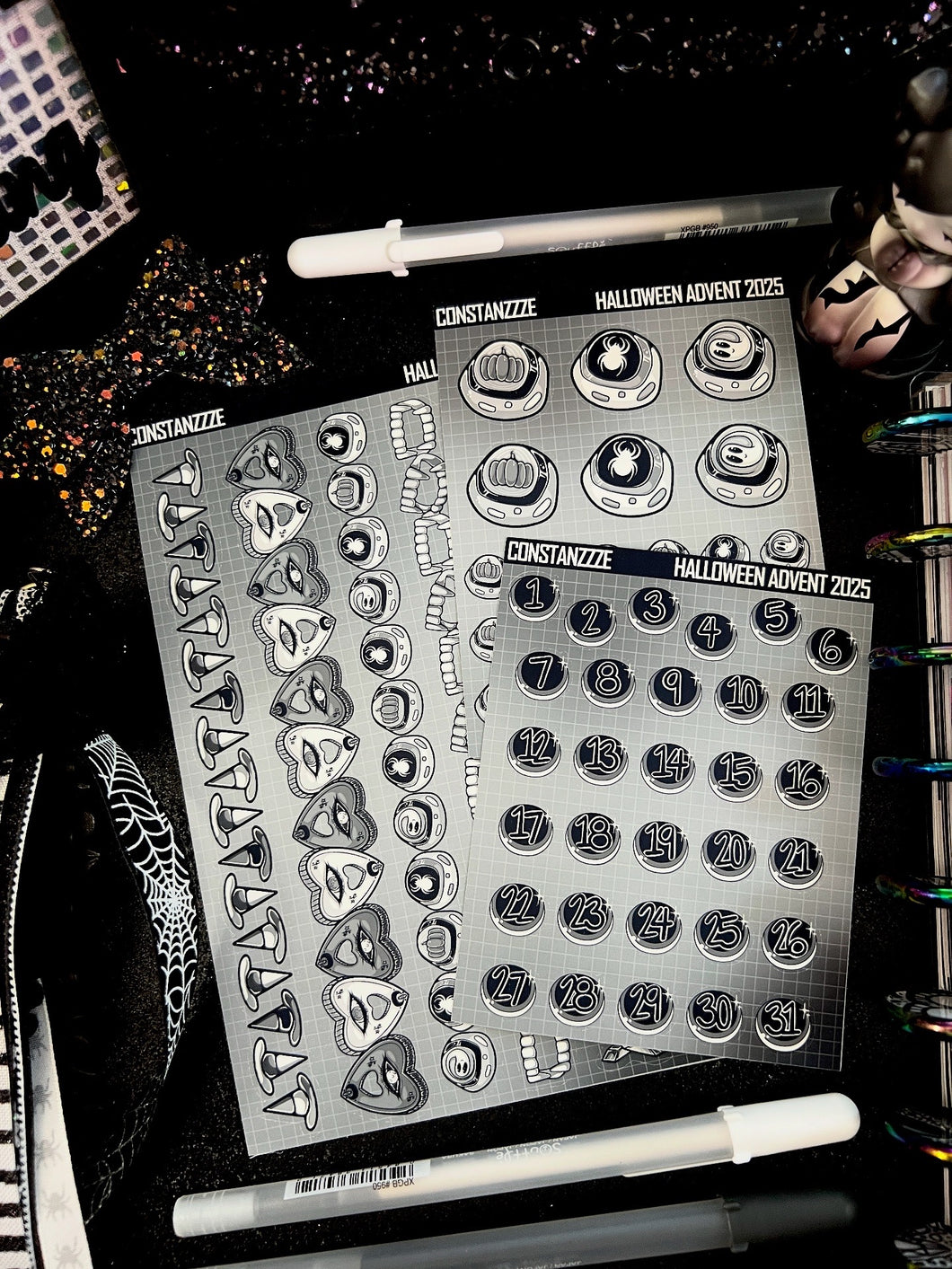 Halloween 2025 BW Advent Day 2 Sticker Sheets