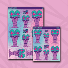 Load image into Gallery viewer, Love Zombie Racer Buns Llama Sticker Sheet
