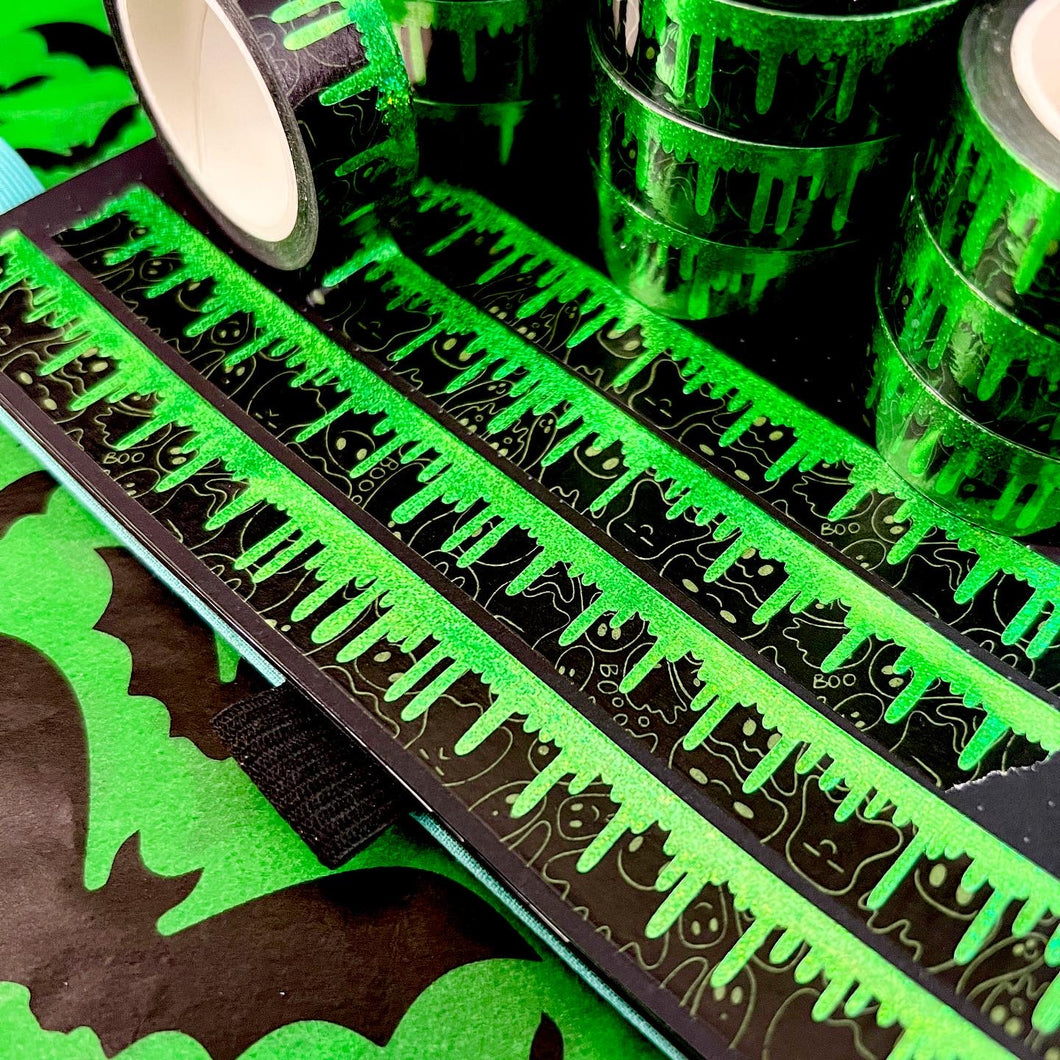 Green Ghostie Drippie Foil Washi Tape