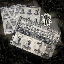 Load image into Gallery viewer, Halloween 2024 Advent Black and White Day 13 Sticker Sheets
