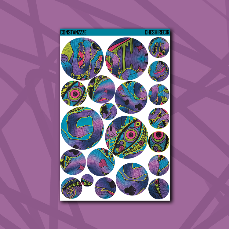 Cheshire Pattern Circle Sticker Sheet