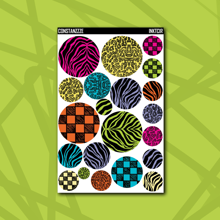 Colorful Inktober Circle Sticker Sheet