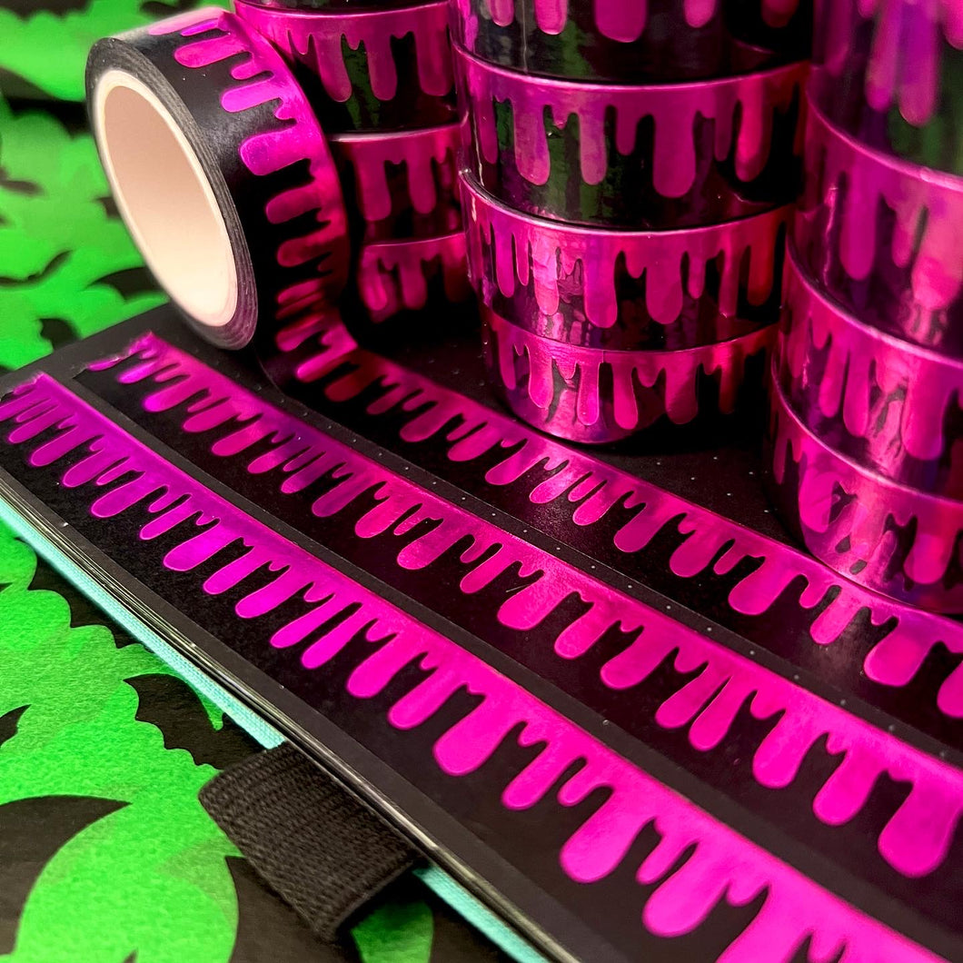 Purple Drippie Foil Washi Tape