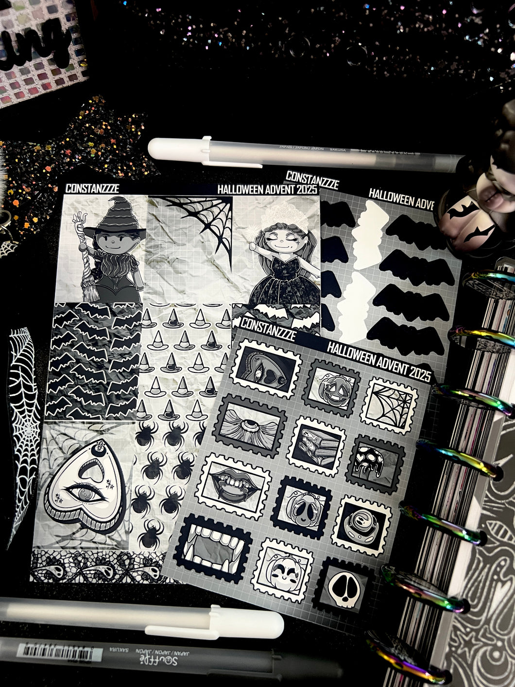 Halloween 2025 BW Advent Day 13 Sticker Sheets