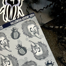 Load image into Gallery viewer, Halloween 2024 Advent Black and White Day 4 Sticker Sheets
