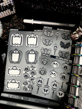 Load image into Gallery viewer, Halloween 2025 BW Advent Day 6 Sticker Sheets
