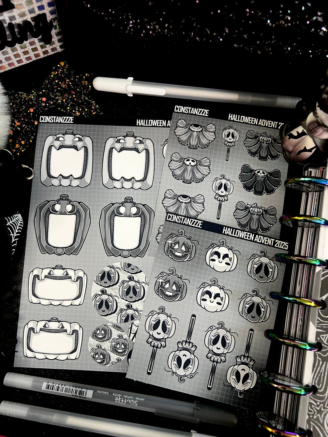 Halloween 2025 BW Advent Day 6 Sticker Sheets