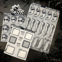 Load image into Gallery viewer, Halloween 2024 Advent Black and White Day 9 Sticker Sheets
