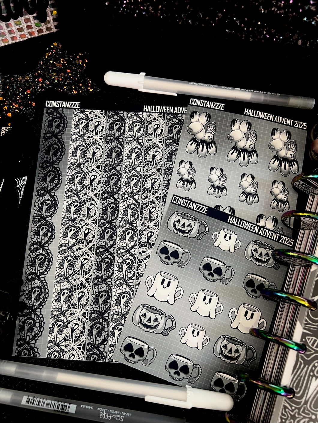 Halloween 2025 BW Advent Day 3 Sticker Sheets