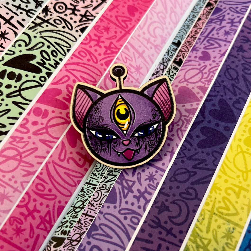 Oracle Meow Meow Wooden Pin