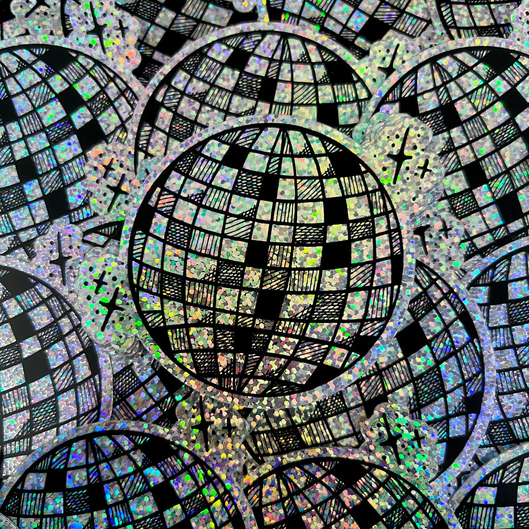 Inktober Disco Ball Glitter Vinyl Sticker
