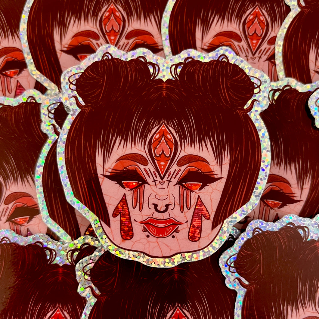 Demon Dollie Glitter Vinyl Sticker