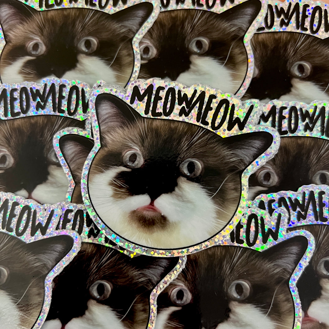 Milkie Meow Meow Glitter Vinyl Sticker *discounted*