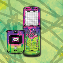 Load image into Gallery viewer, Purple Green Splatter Flip Phone
