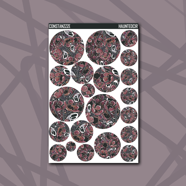 Ghostie Haunted Florals Circle Sticker Sheet