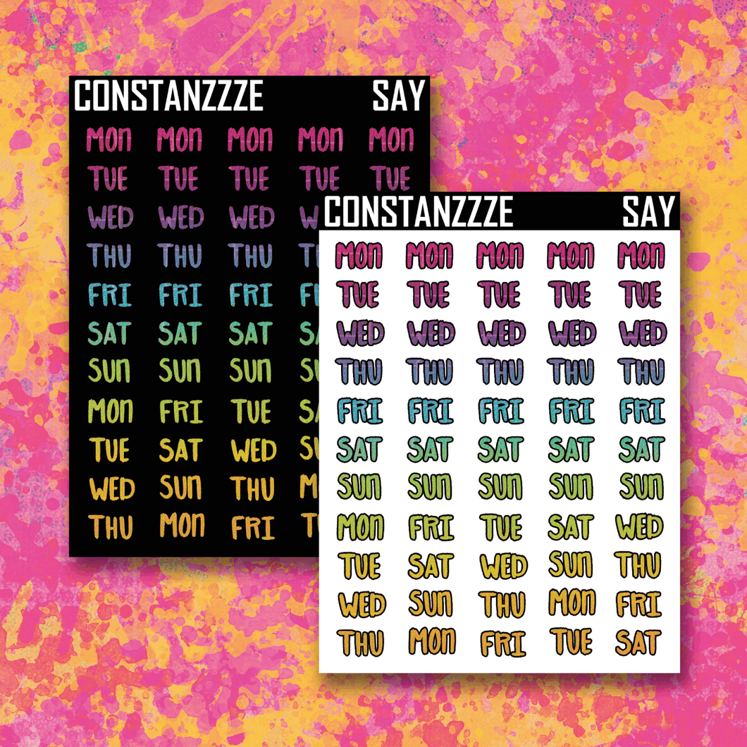 Spooky All Year Rainbow Grid Small Days of the Week Sticker Sheet