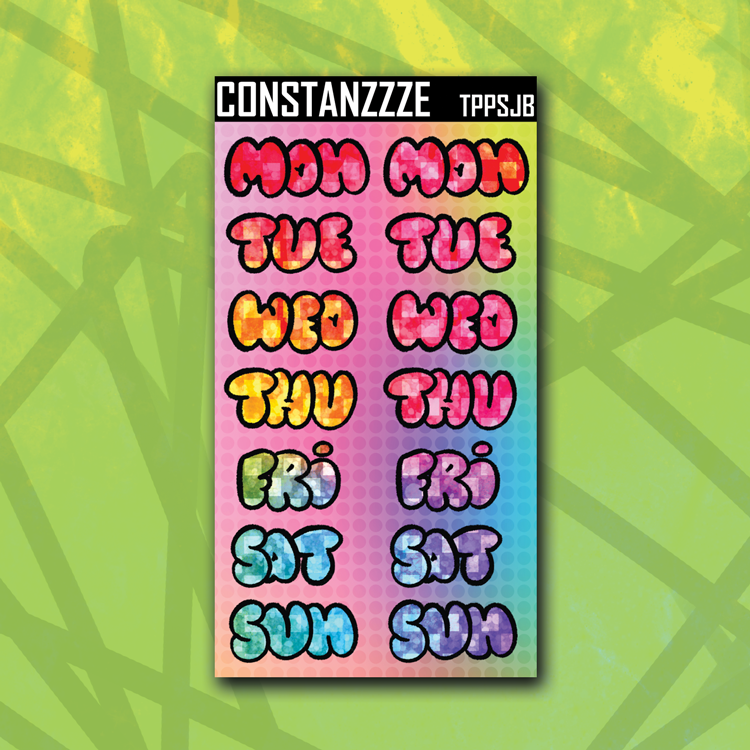 Jumbo Planner Party Bubble Days of the Week Sticker Sheet