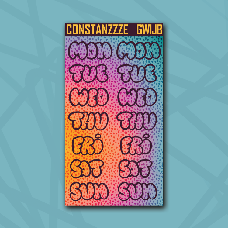 Jumbo Race to Wild Cheetah Bubble Days of the Week Sticker Sheet