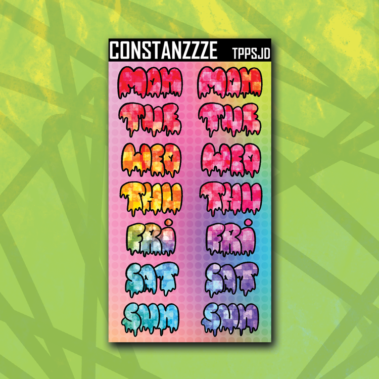 Jumbo Planner Party Drippy Days of the Week Sticker Sheet