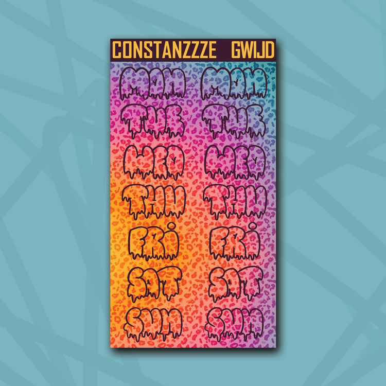 Jumbo Race to Wild Leopard Drippy Days of the Week Sticker Sheet