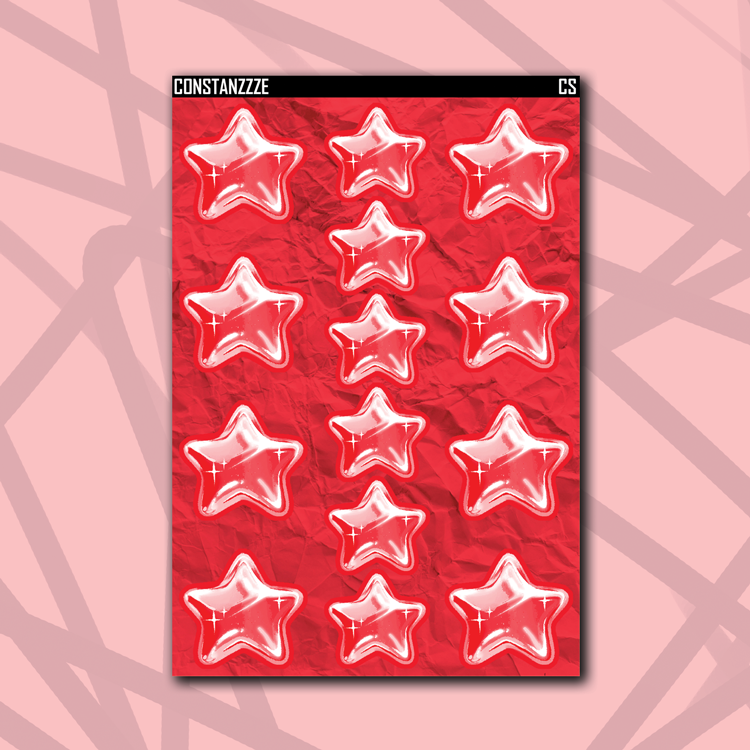 Red Large Chubby Star Sticker Sheet – Constanzzze
