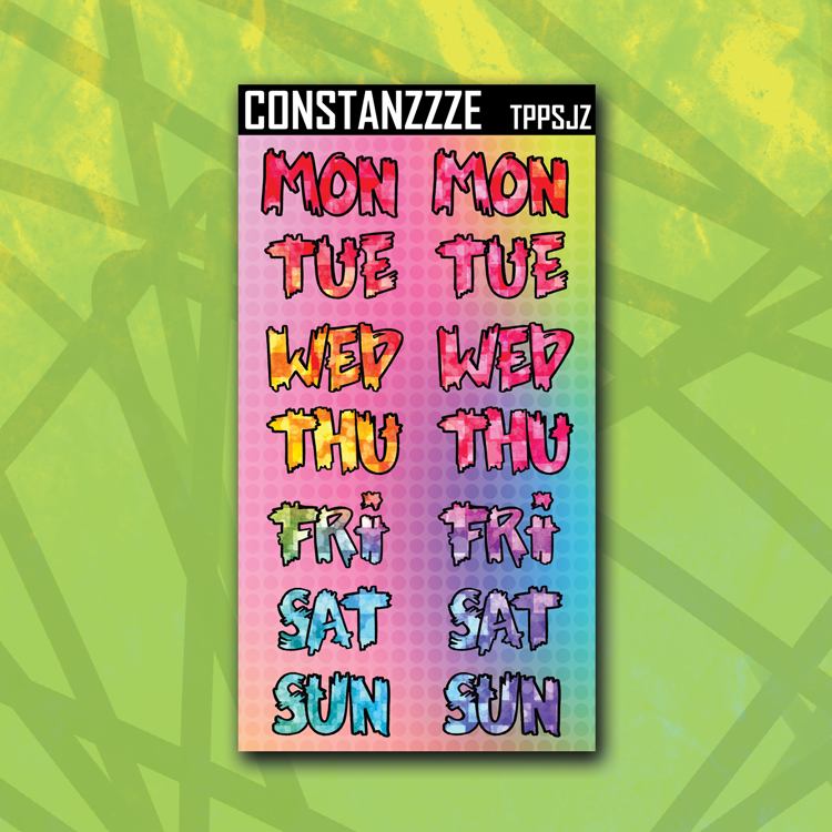 Jumbo Planner Party Zombie Days of the Week Sticker Sheet