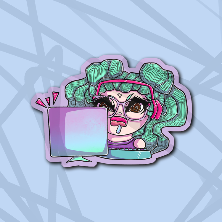 Teal Gamer Girl (LS) Die Cut